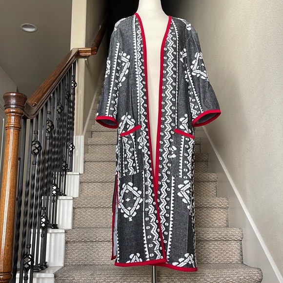 Antthony Original XL Aztec print Knot Jacquard Duster Coat - Picture 2 of 10